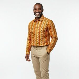 BIBLO Club 100% Rayon Men's Long sleeve Dress Shirt w Pocket Made in Italy XXL